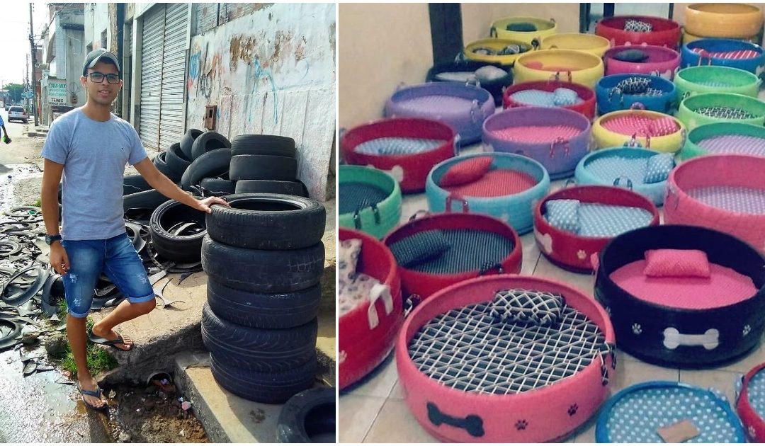 This Man Turns Thousands Of Old Discarded Tires Into Cozy Beds For Stray Dogs And Kittens