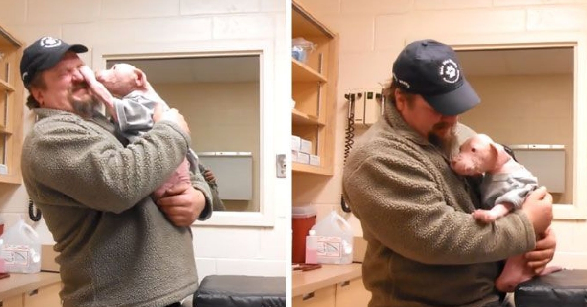 Puppy Shows Uncontrollable Happiness When Rescuer Comes Back To Adopt Him