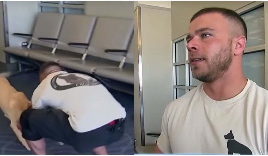 Soldier Nervously Waits To Be Reunited With The Dog He Served With